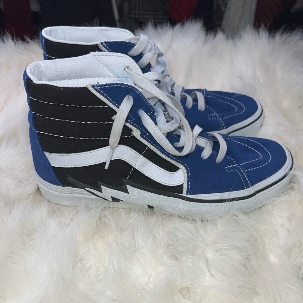 Vans Off The Wall Blue Lightning Bolt High-Top Black, and White Sneakers Unisex